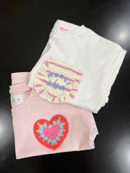 Zara 92-98, на 2-3 года комплект футболок для девочки