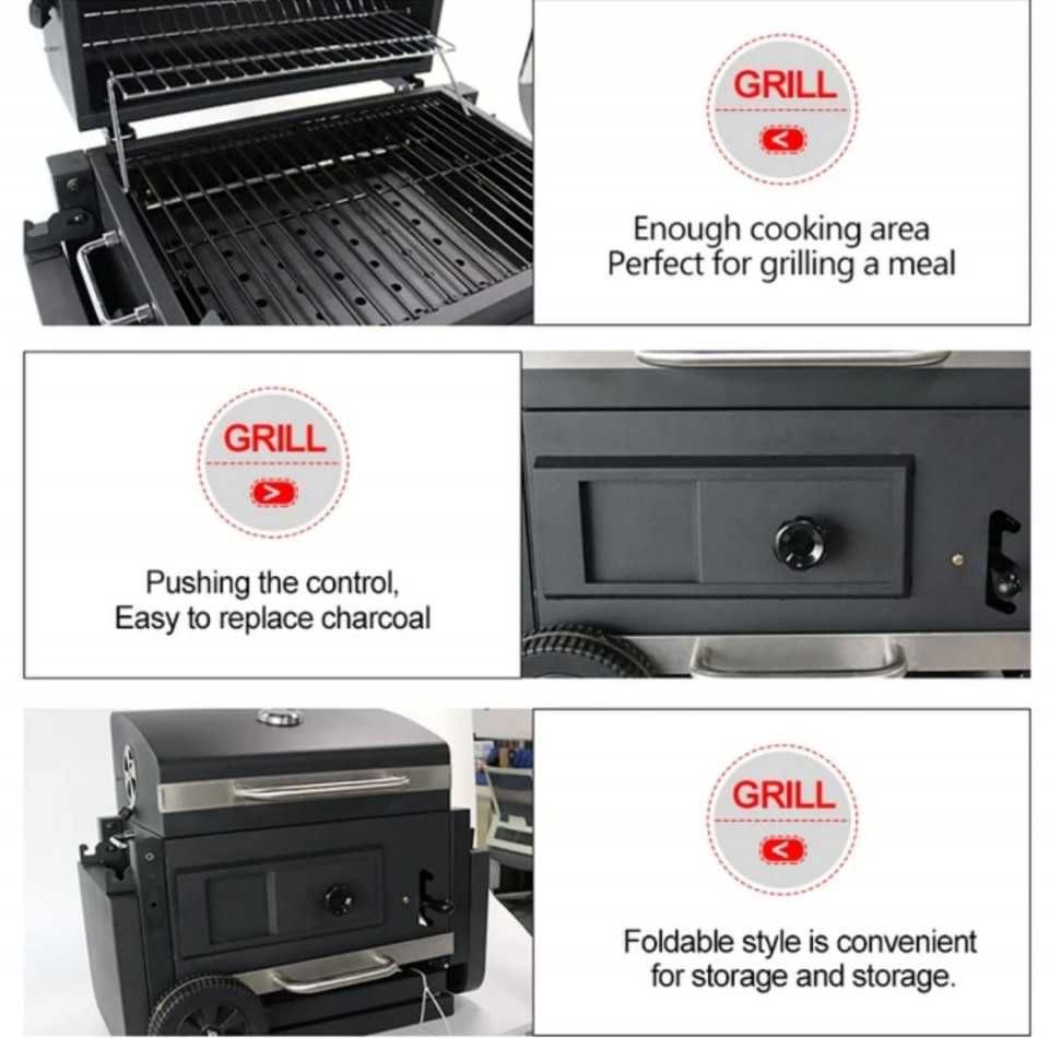 Gratar - BBQ1 ,carbune, BBQ smoker 2 in1, grill si afumatoare