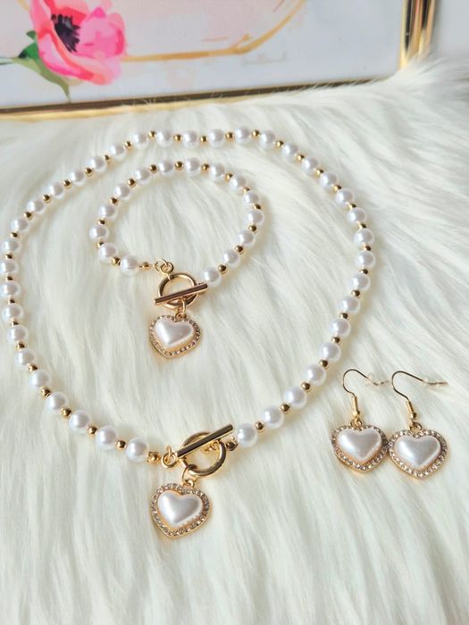 Set Colier Bratara si cercei perle Zara