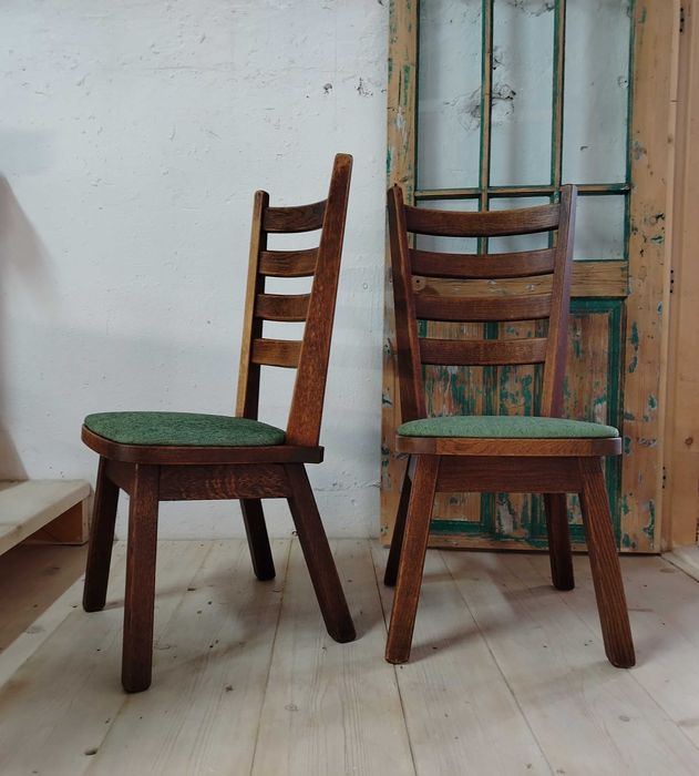 Scaune vechi din lemn masiv de stejar, Olanda