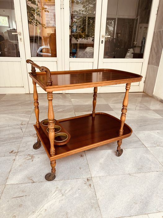 Италианска бар количка от масивно дърво,60-те години