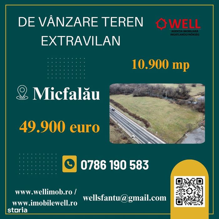 De vânzare teren extravilan de 10.900 metri pătrați în Micfalău.