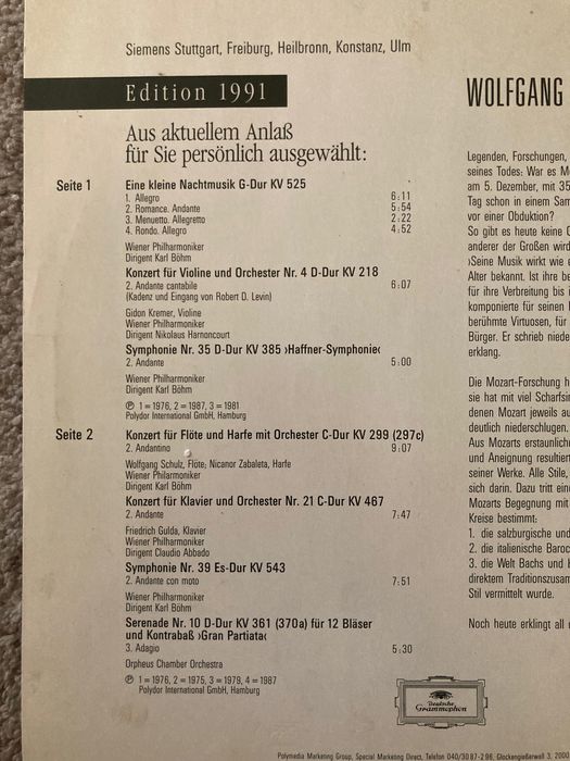 20 de viniluri muzică clasică