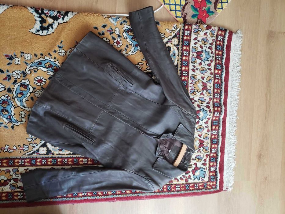 geaca piele naturala Marks&Spencer, aspect vintage
