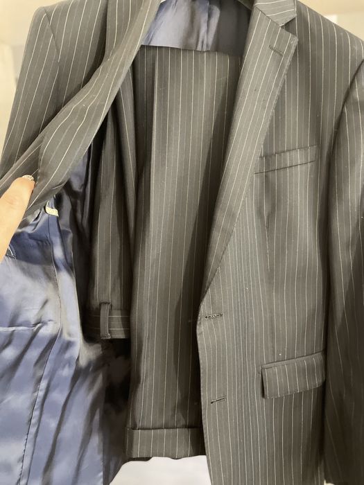 Costum Louis Purple negru cu dungi