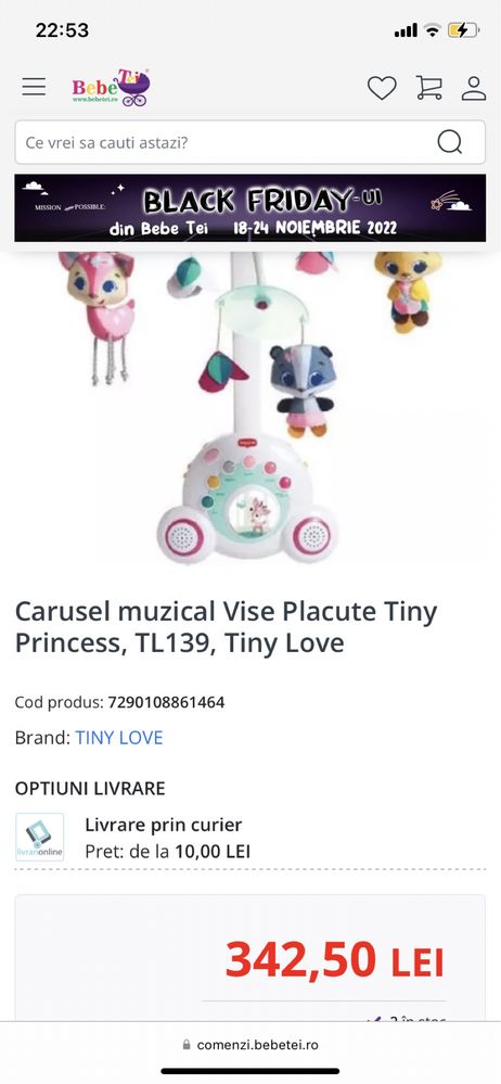 Carusel muzical Vise Placute Tiny Princess Tales Tiny Love