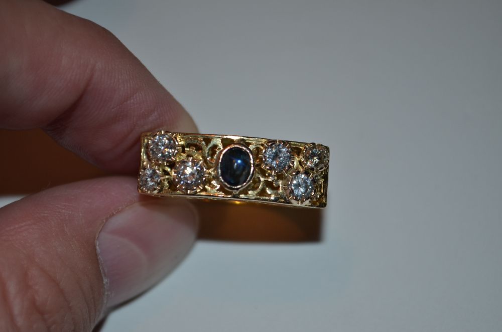 INEL AUR 18K + 8 Diamane = 1.64ct + 1 Safir - Franta - Vintage -Unisex