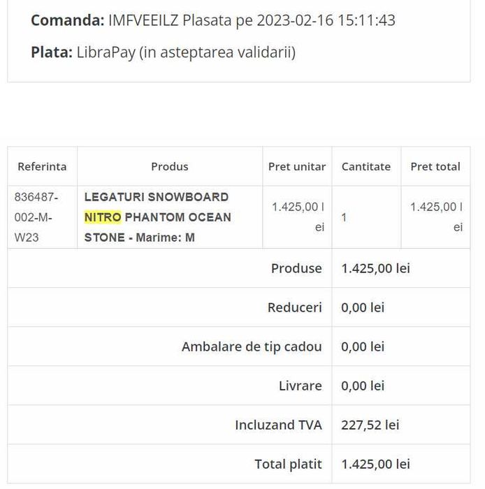 Legaturi snowboard Nitro Phantom ocean stone marime M aproape noi