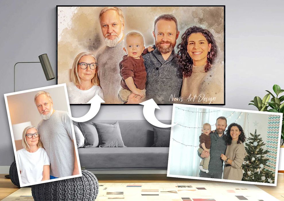 Сватбен дигитален акварелен портрет