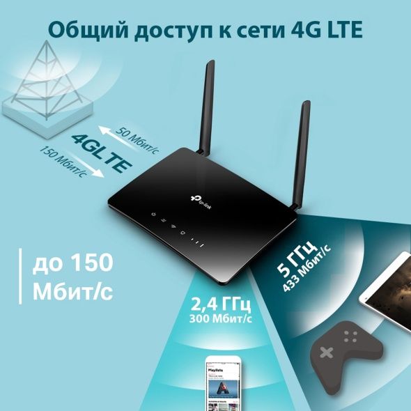 Двухдиапазонный Wi-Fi роутер TP-LINK ARCHER MR200 V5.3 с поддержкой 4G