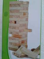 Joc tip jenga Turnul instabil, 54 piese din lemn, h25cm, nou, sigilat