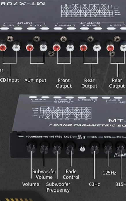 Amplificator auto,reducere zgomot, DSP, 7-Benzi,negru, 18.5x12x3cm,nou