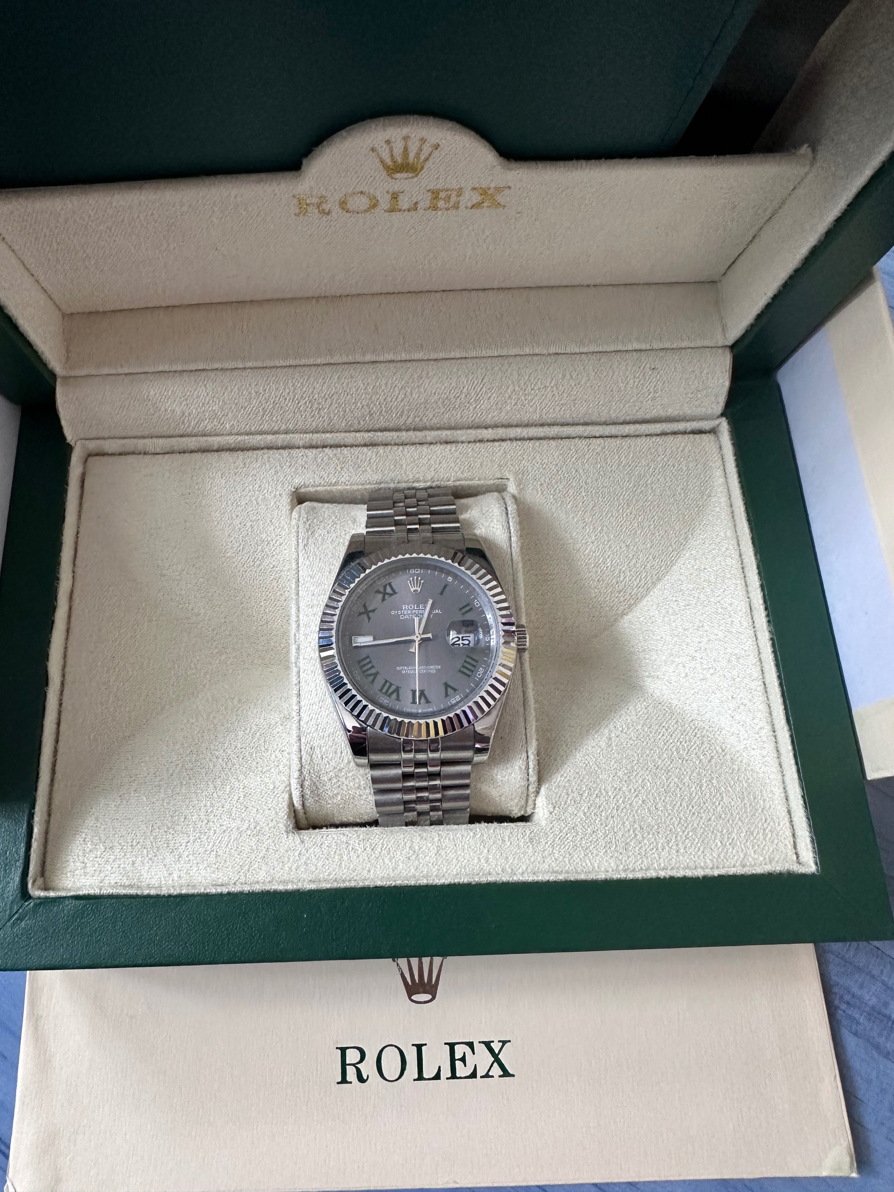 Rolex Datejust 41 Steel Slate Grey and Green Roman