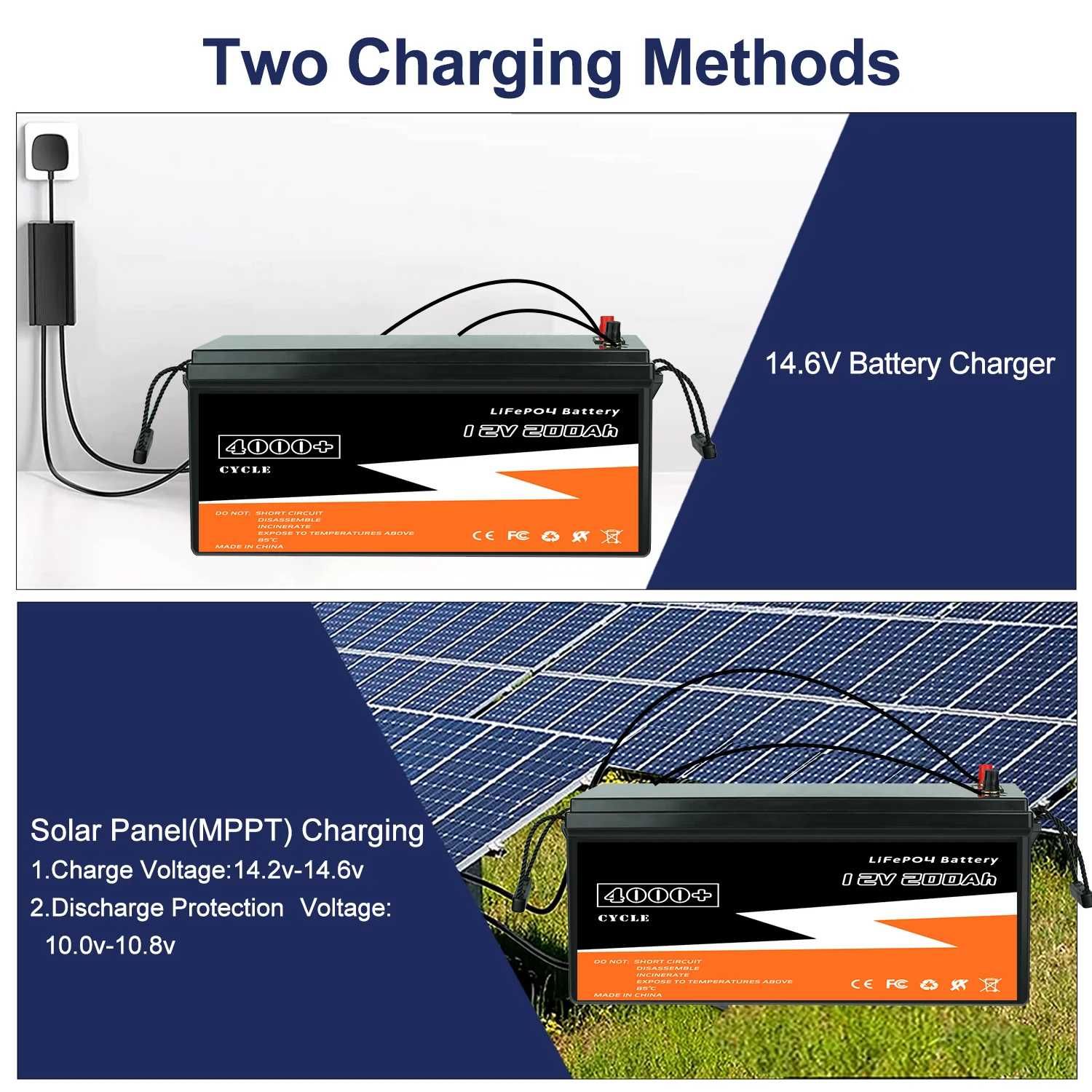 Baterii solare LiFePO4 compacte 12V, 100Ah cu incarcator