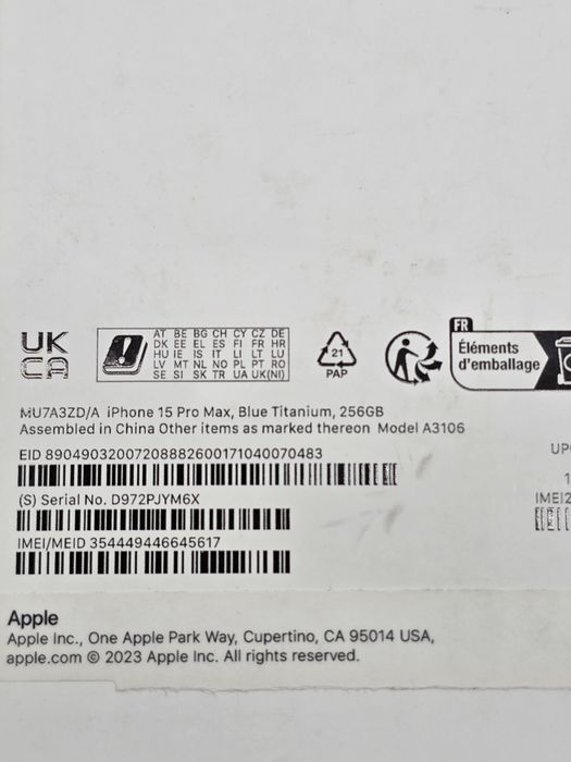 Iphone 15 pro max, Blue Titanium, 256gb, IREPROSABIL