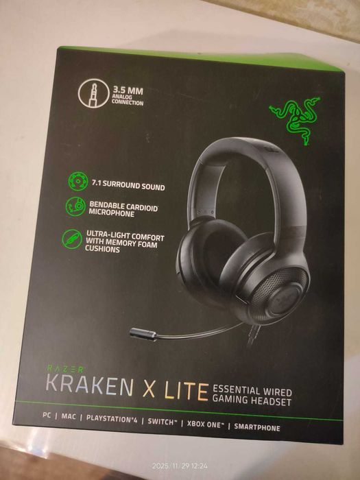 Наушники Гарнитура Razer Kraken X Lite, Black