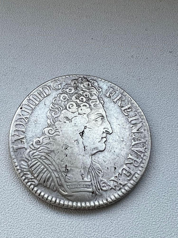moneda Franta regat Ecu Regele Soare 1709 Ludovic XIV
