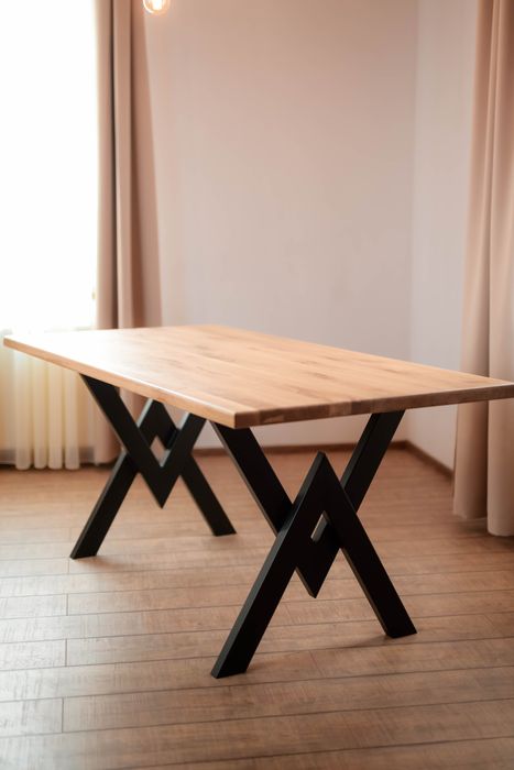 Masă din lemn MASIV stejar/metal - design unic MODERN