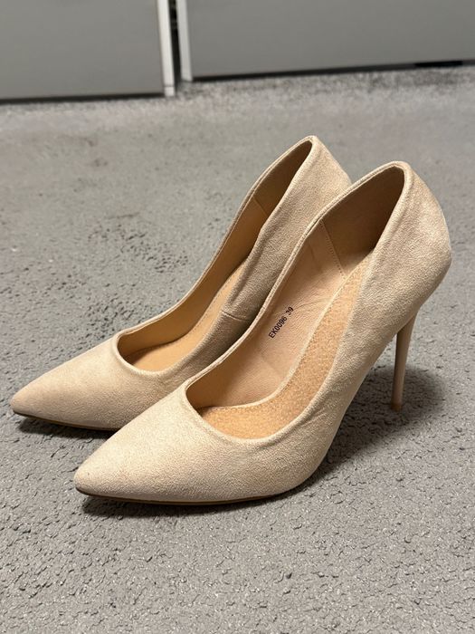 Pantofi Stiletto Nude piele naturală întoarsă