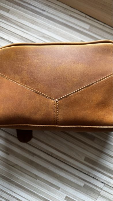 Светло-кафява кожена чанта