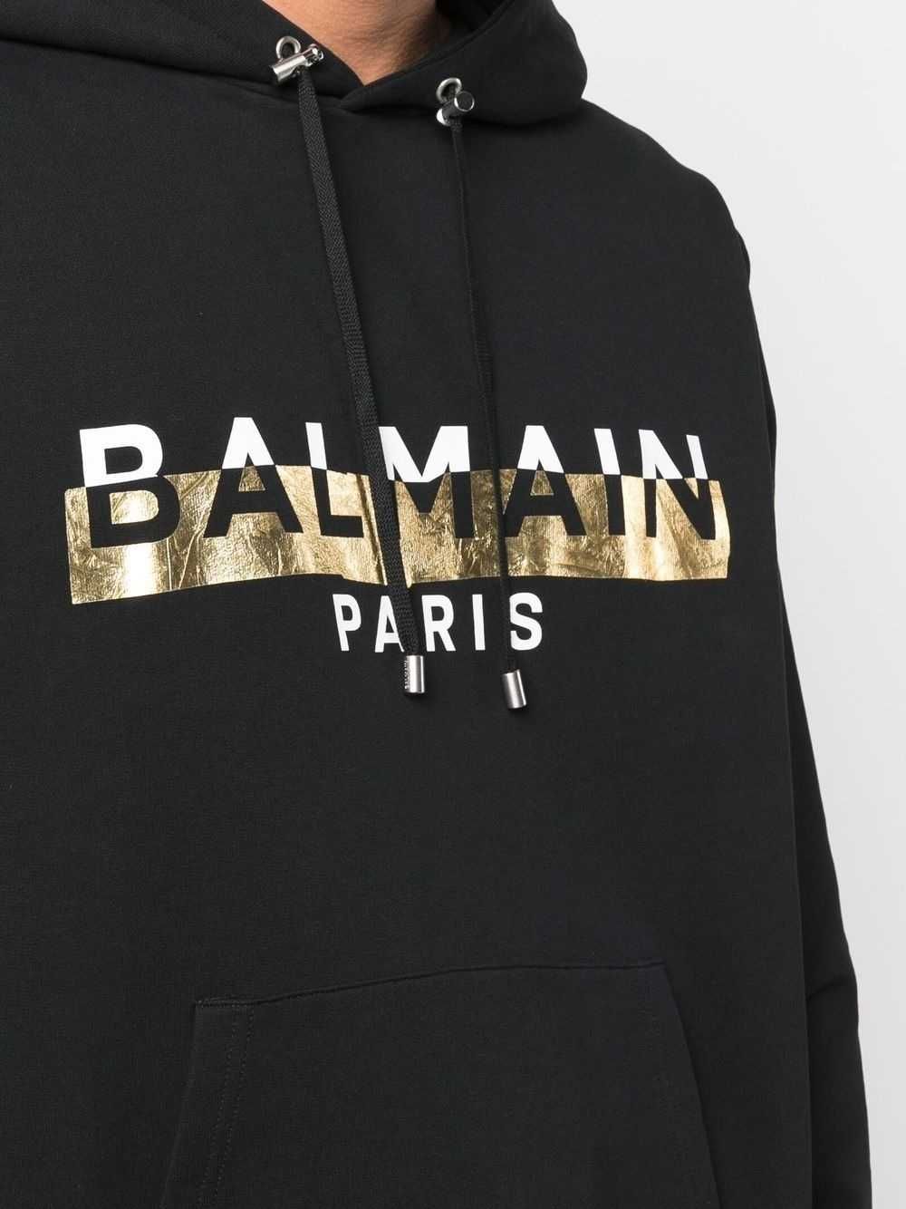 BALMAIN Black Gold Foil Logo Print Мъжко Горнище тип Суичър L и XXL