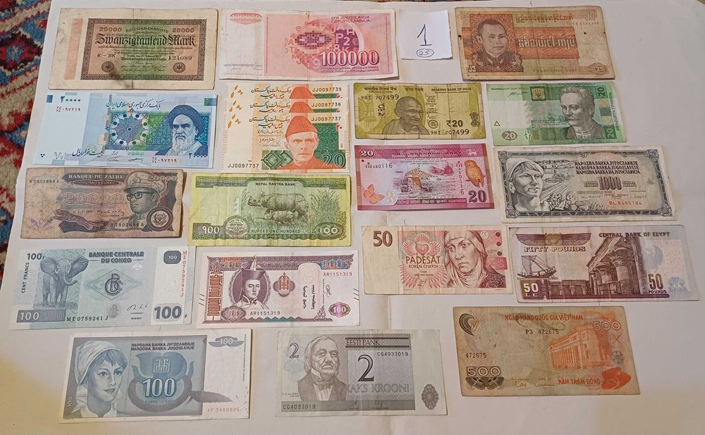 Bancnote loturi 20 bucăți/necirculate și circulate