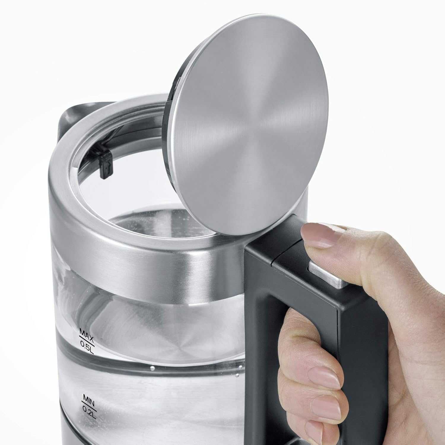 Чайник Severin WK3472, 0.5л, 1100W, Скрит нагревател, Дисплей за ниво