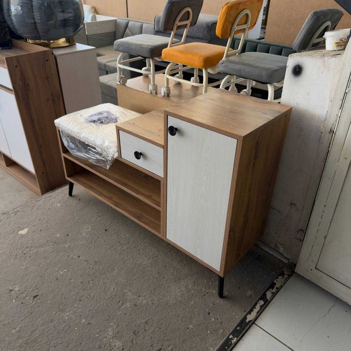 Обувница BlackStone с сиденьем 100×75 см + шкафчик и полка