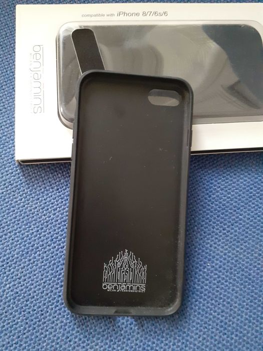 Нов твърд гръб Rock Star за iPhone 6/6S/7/8 , Черен/сребрист  ест.кожа