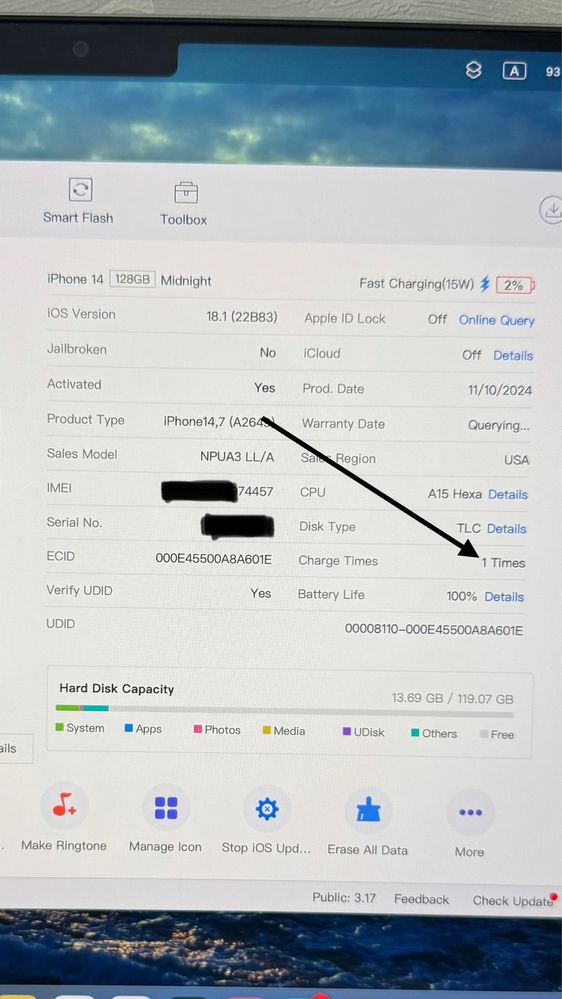 iPhone 14 Midnight 128GB New