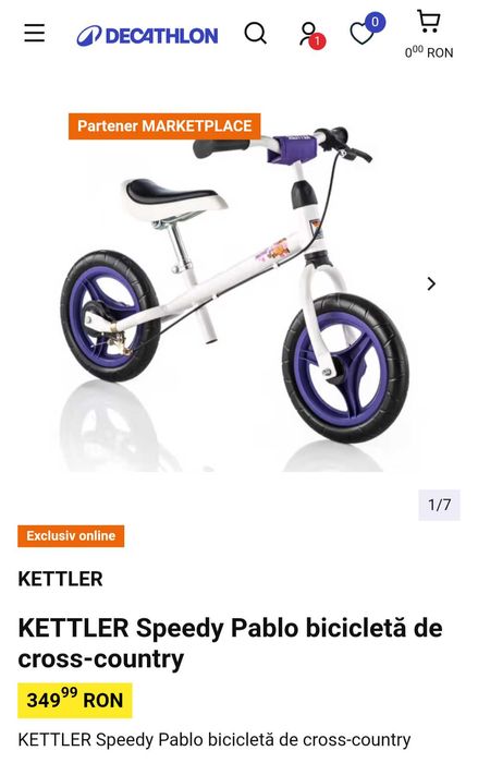 Bicicletă nouă fără pedale Kettler