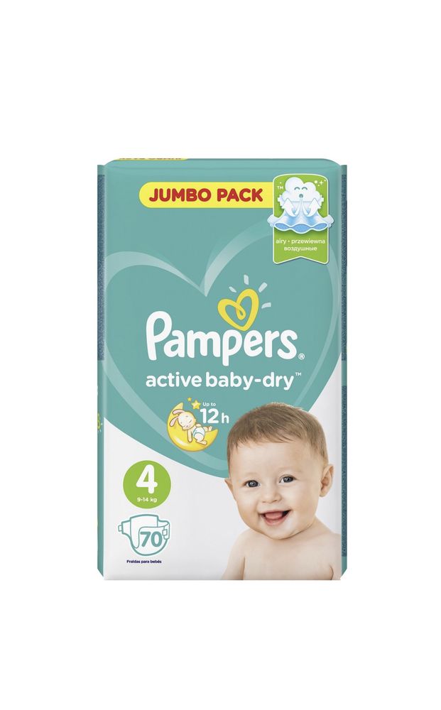 Детские подгузники Pampers Active Baby-Dry 3/82, 4/70, 5/60