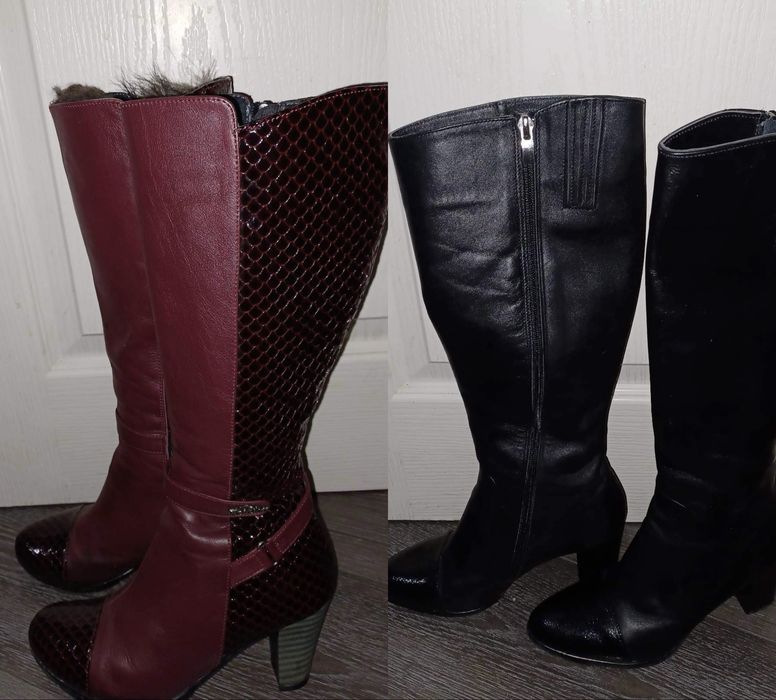 Дамски ботуши на ток естествена кожа