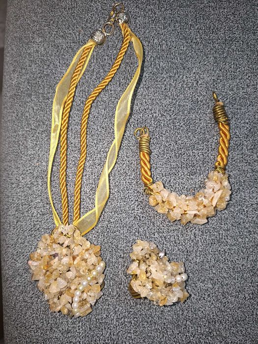 inel  bratara lant perle  pietre citrine naturale