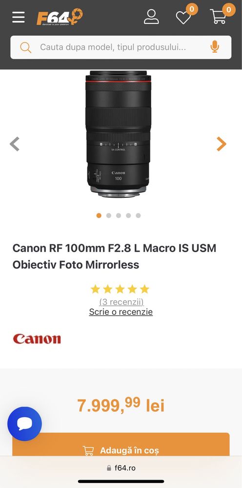 Obiectiv Canon Mirrorless RF 100mm F2.8 L MACRO IS USM - NOU/SIGILAT!