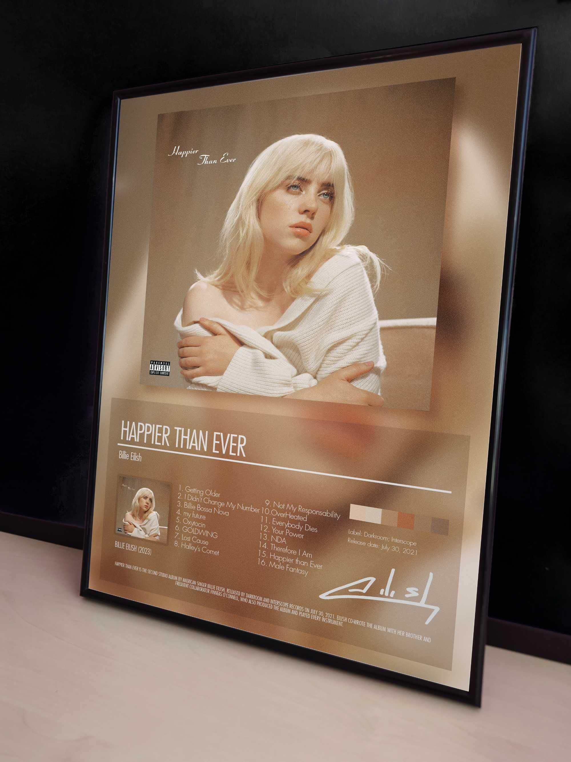 Poster Billie Eilish, album Happier Than Ever. Cadou pentru fani.