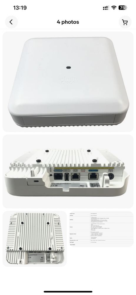 Cisco Aironet 3802 Access Point AIR-AP3802I-E-K9 Dual Band