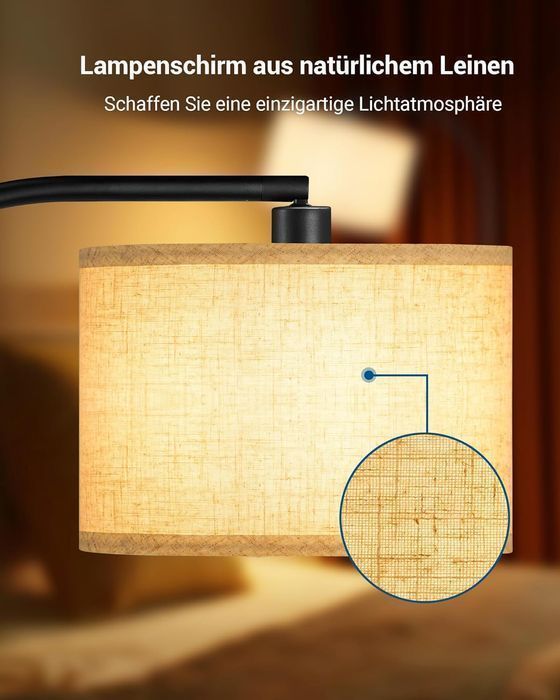 Lampă Arc de Podea EDISHINE 161 cm, Abajur Bej Ajustabil, E27, Negru