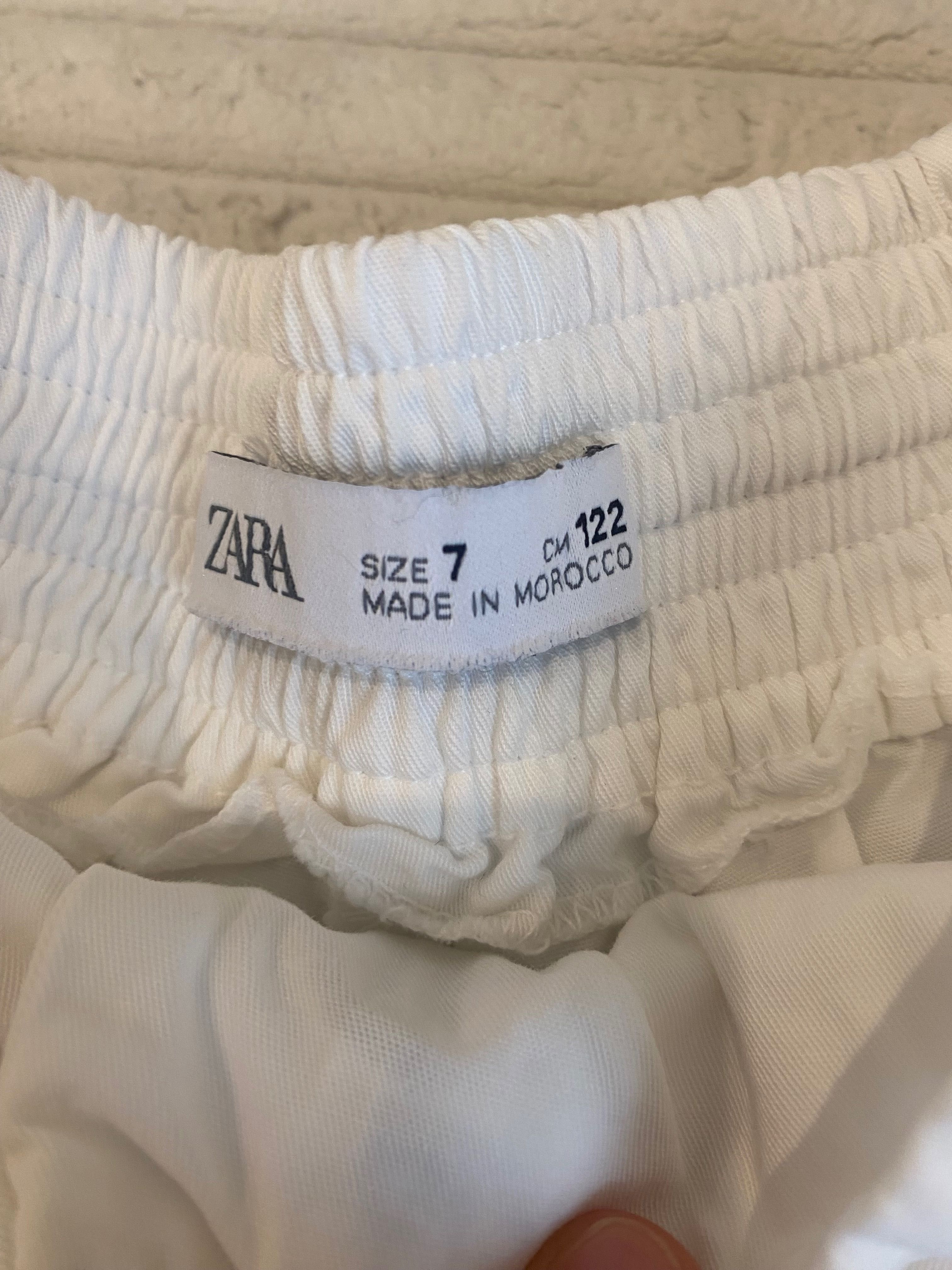 Стилен бял панталон от памук за момиче ZARA