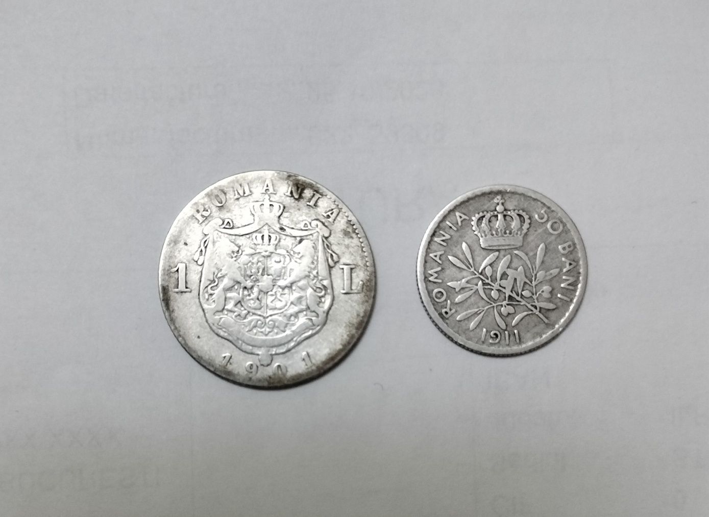 Monede 1 leu 1901-RARA; 50 bani 1911 Carol l, argint
