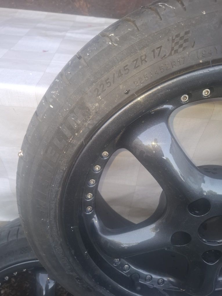 Jante aliaj 5x112 R17 cu anvelope 225 45 R17 vara Michelin