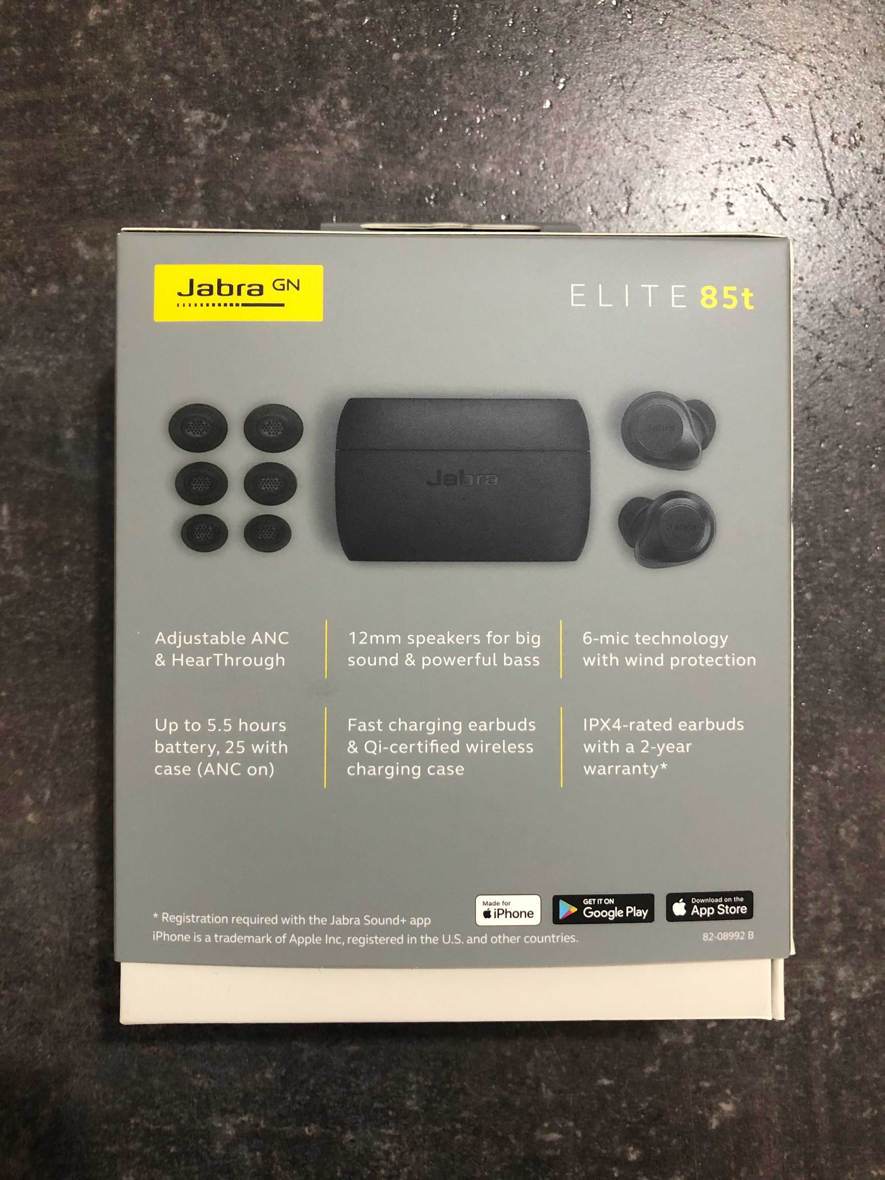 Слушалки безжични bluetooth Jabra Elite 85t, Grey