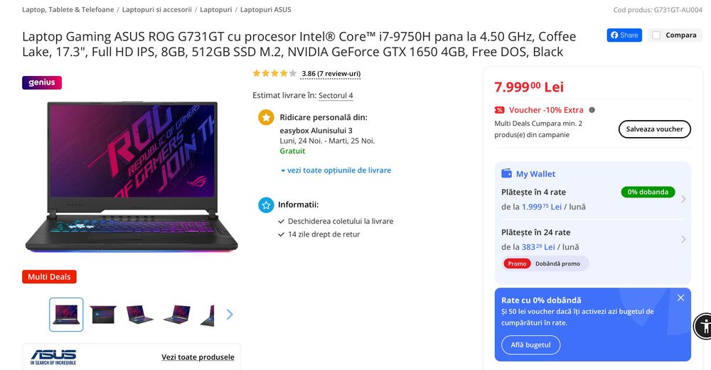 OFERTA Laptop Asus ROG G731GT