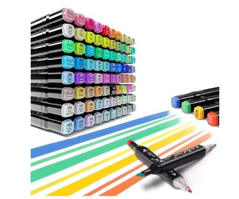 Комплект от маркери с алкохолна основа с две страни и калъф