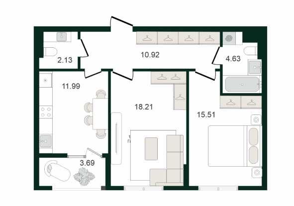 Tabiat Residence 2к квартира 65м2.Ташкент, М.Улугбекский р-н,Геофизика