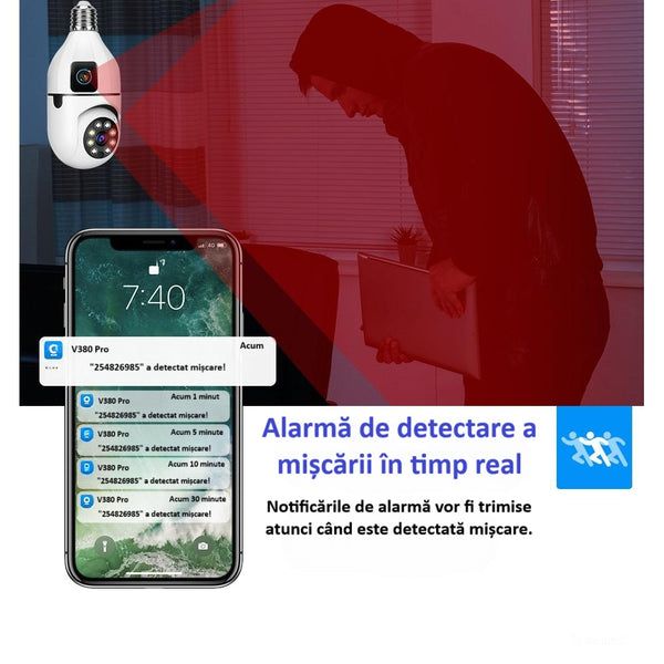 Wi-Fi охранителна камера тип крушка с двойна леща и 360°  / SMK037 /