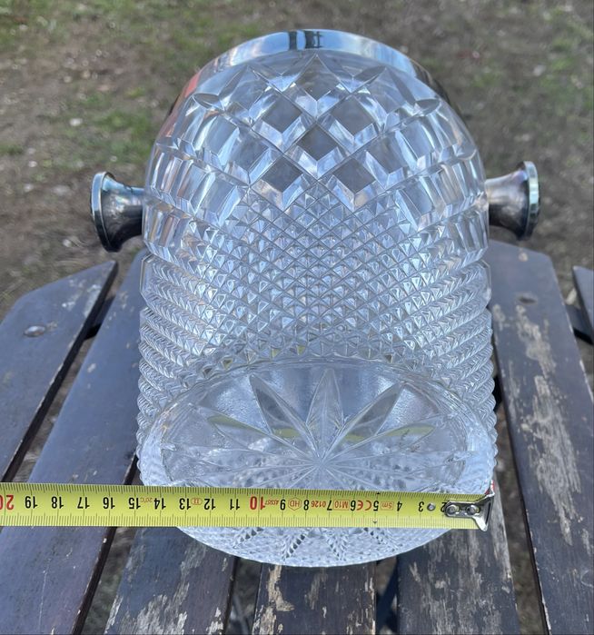 Frapieră pentru șampanie de cristal cu cadru placat argin