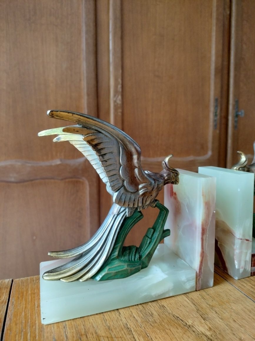 20th Century Art Deco Bookends  Parrot Birds