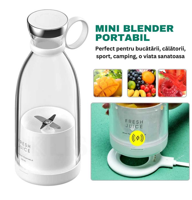 Blender portabil ideal pentru smoothie-uri și sucuri naturale