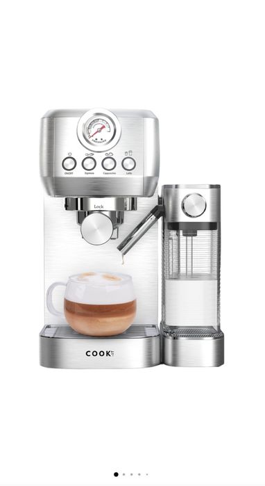 Espressor cafea COOK-IT Inox, 20 Bar, 1350 W, 1, 3L, Pompa italiana, S